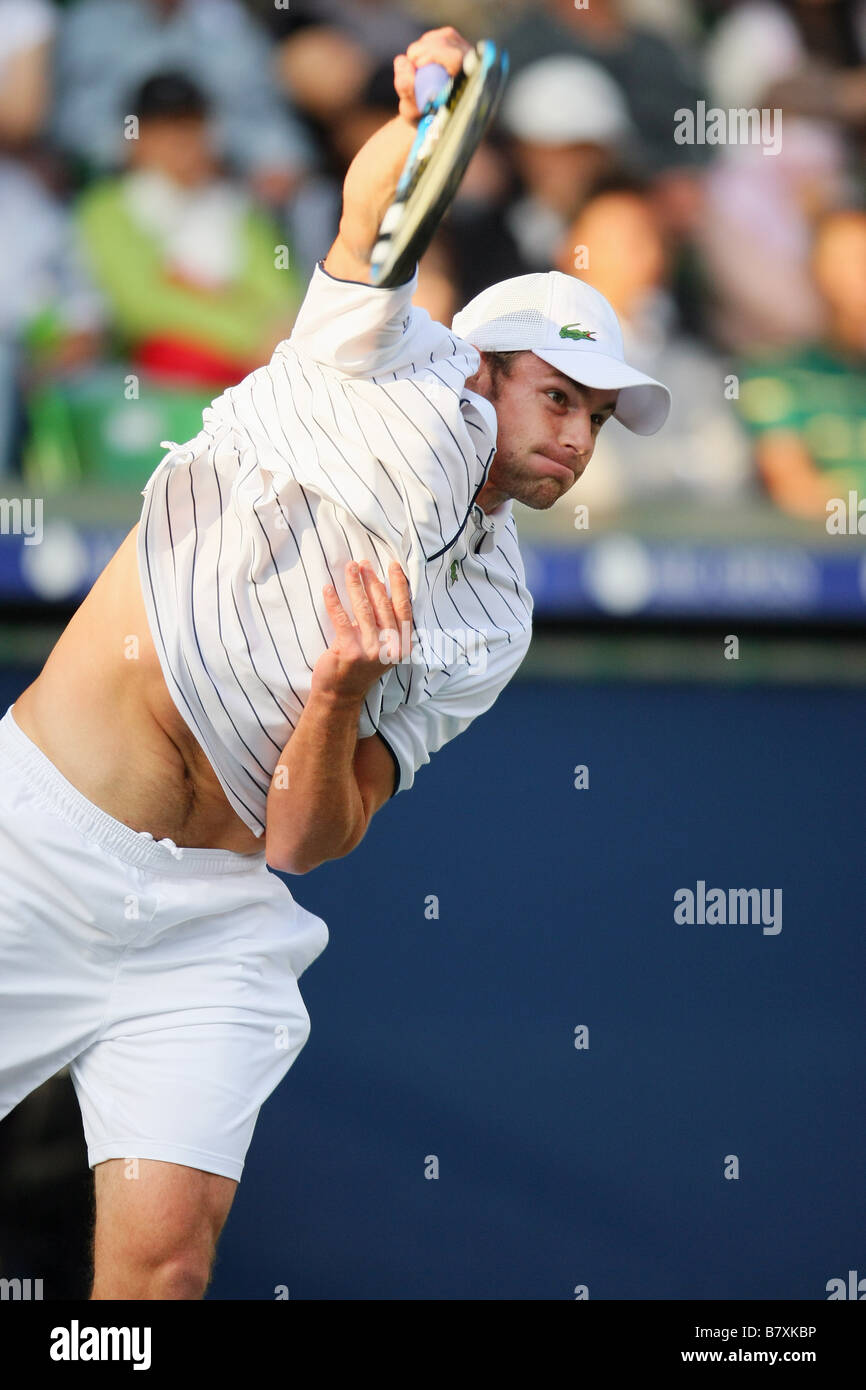 Andy Roddick Tenis 3 de octubre de 2008 EE.UU. Japón AIG Open tenis Campeonato 2008 Mens Singles en el Coliseo Ariake de Tokio JAPÓN Foto de stock