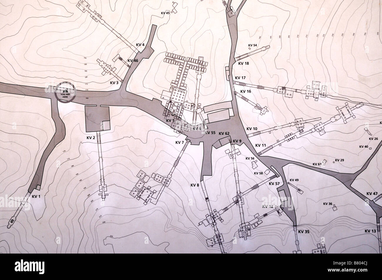 Mapa de tumbas en el Valle de los reyes en Luxor en Egipto Fotografía de stock Alamy