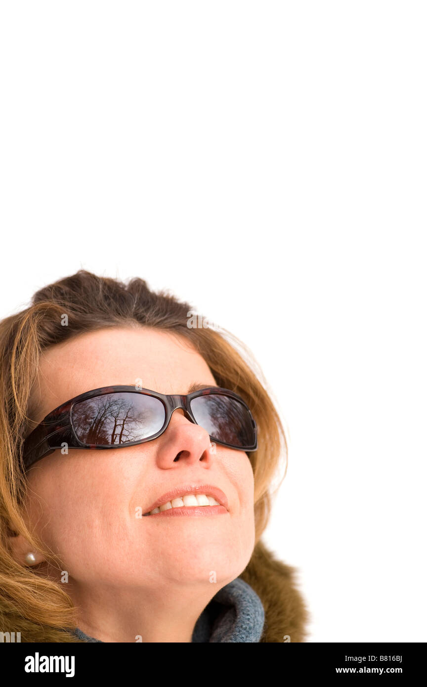 Retrato de mujer gafas de sol cerrar Foto de stock