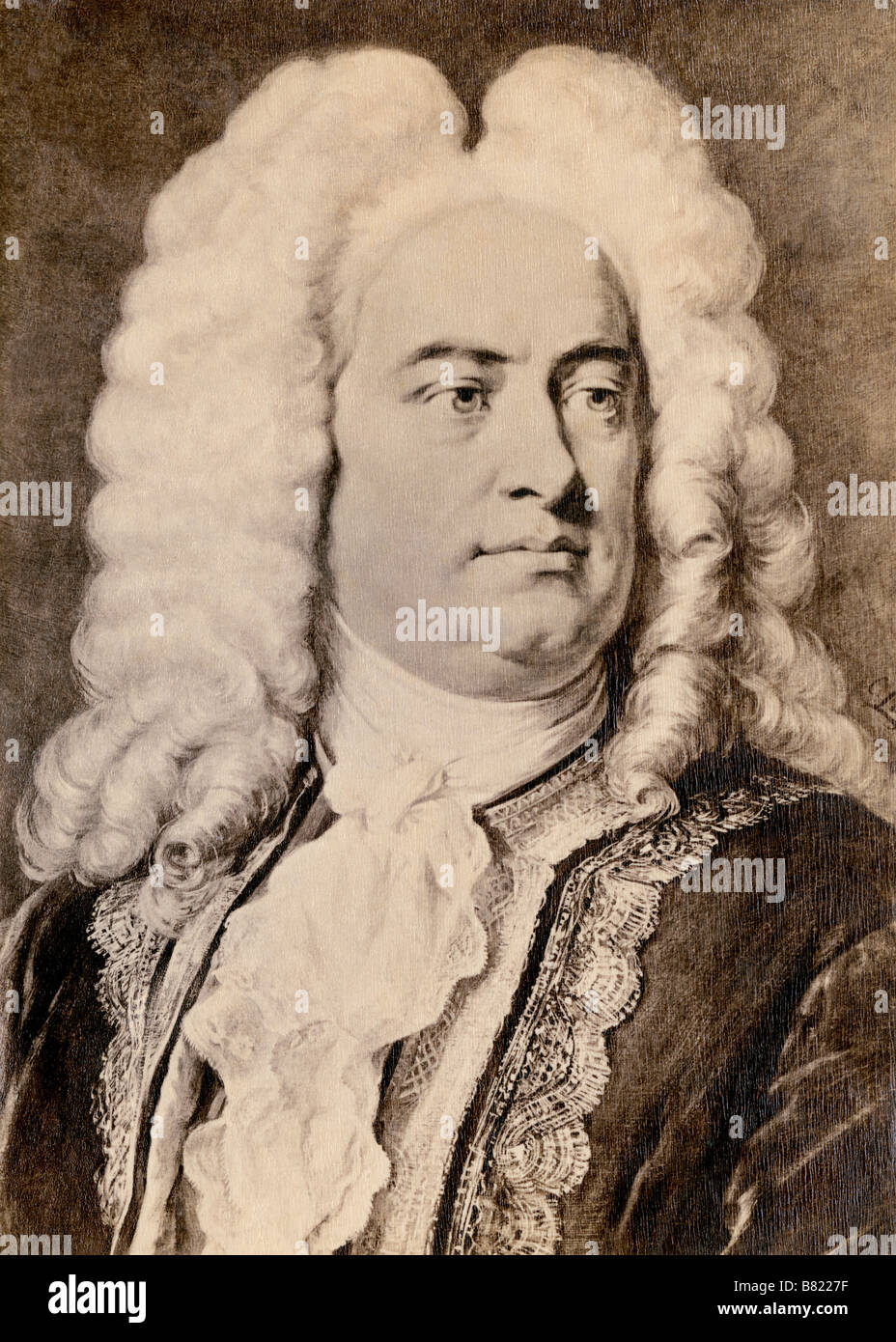 Georg Friedrich Händel. Fotografía de un retrato de Jager Foto de stock