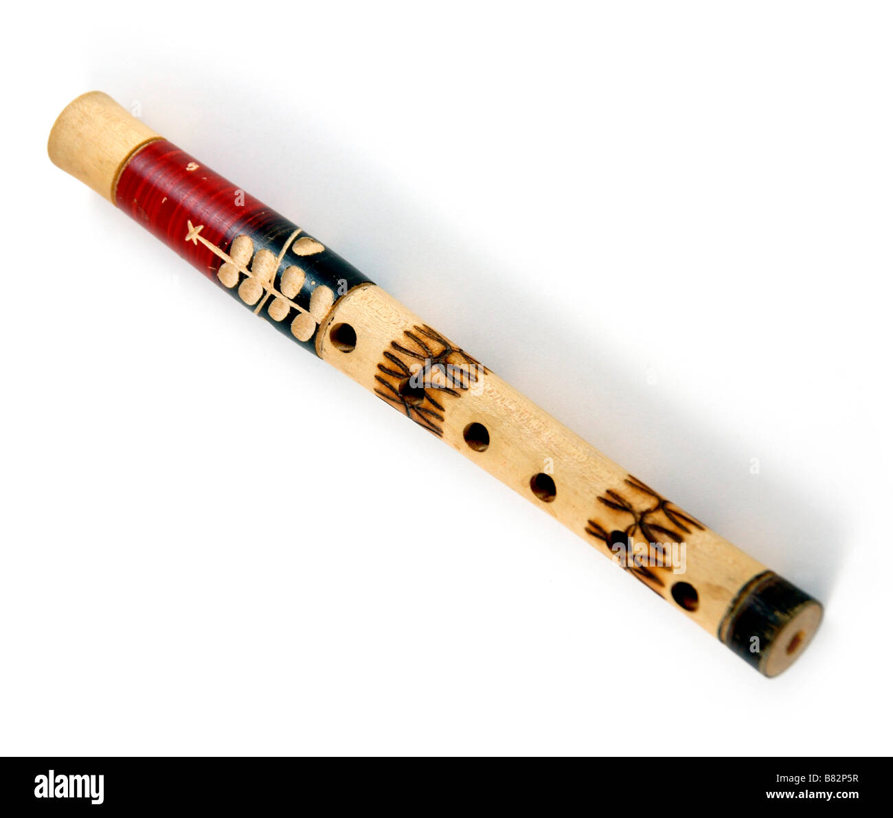 Una flauta de madera decoradas Fotografía de stock - Alamy