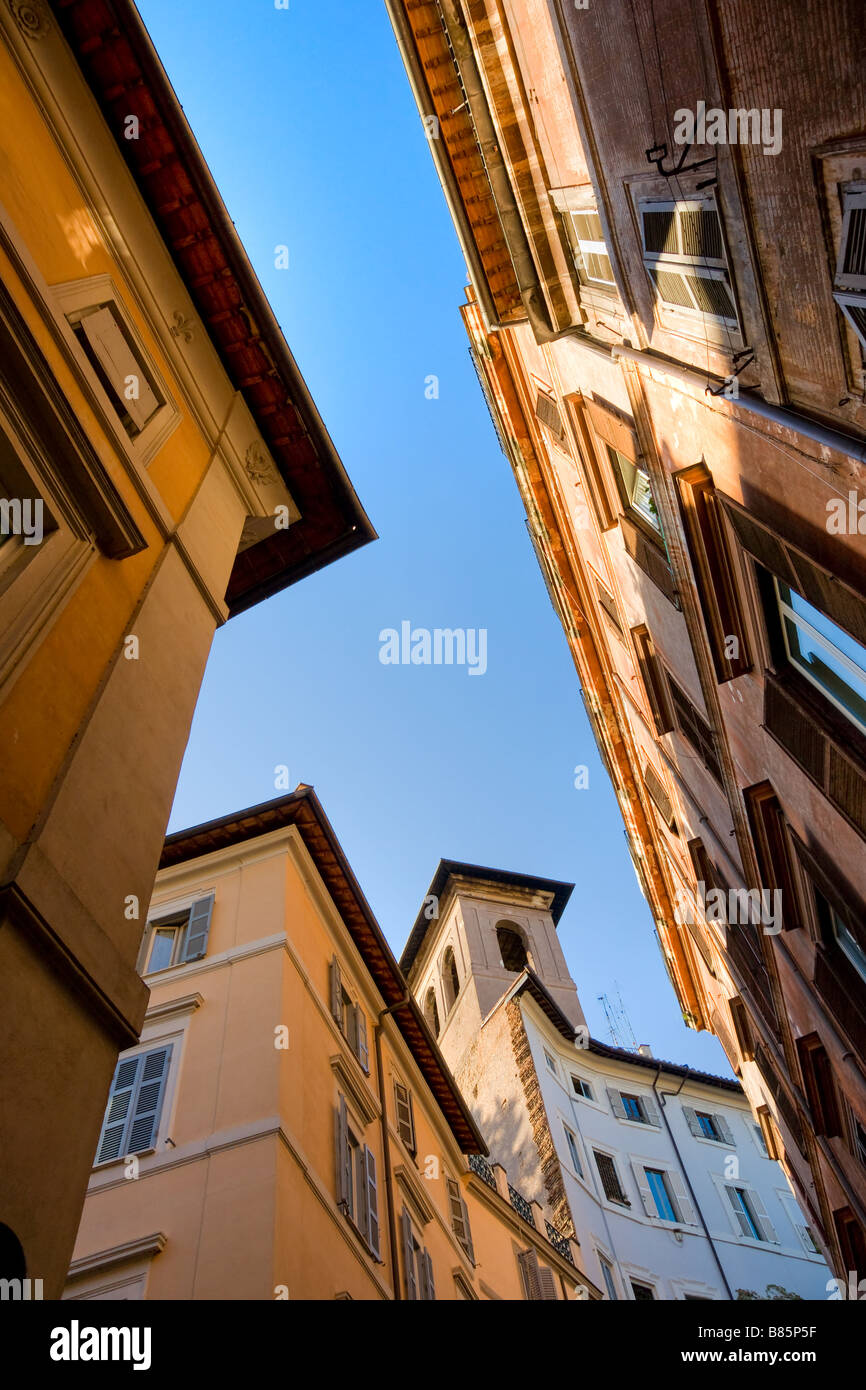 Amplio ángulo de visión de los tejados de Roma Italia Foto de stock