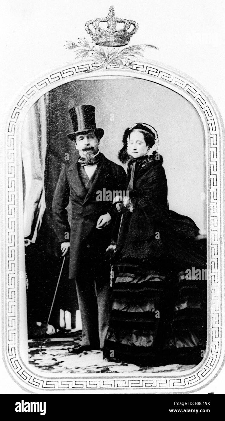 Napoleón III, emperador de los franceses, y emperatriz Eugenia Foto de stock