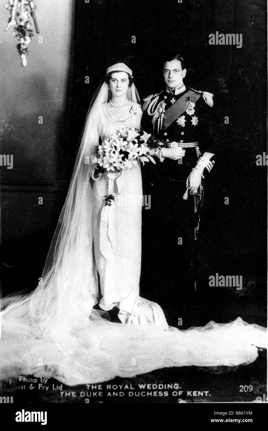 Boda de Duque de Kent y la Princesa Marina de Grecia en 1934 Foto de stock