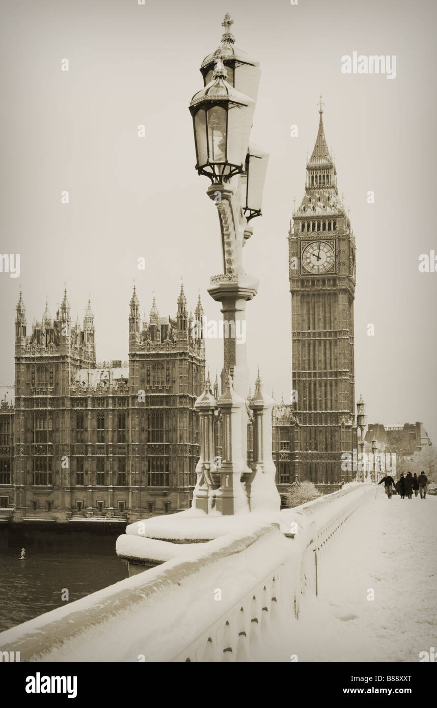 Big Ben en la nieve Foto de stock
