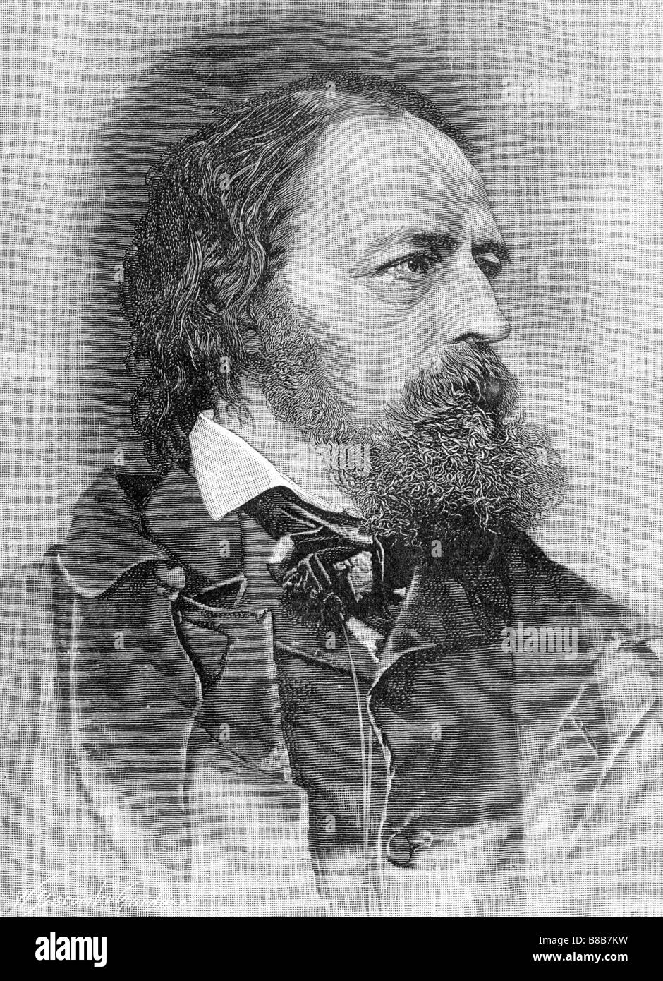 Alfred Lord Tennyson retrato por W Biscombe Gardner 1849 a 1919 Foto de stock