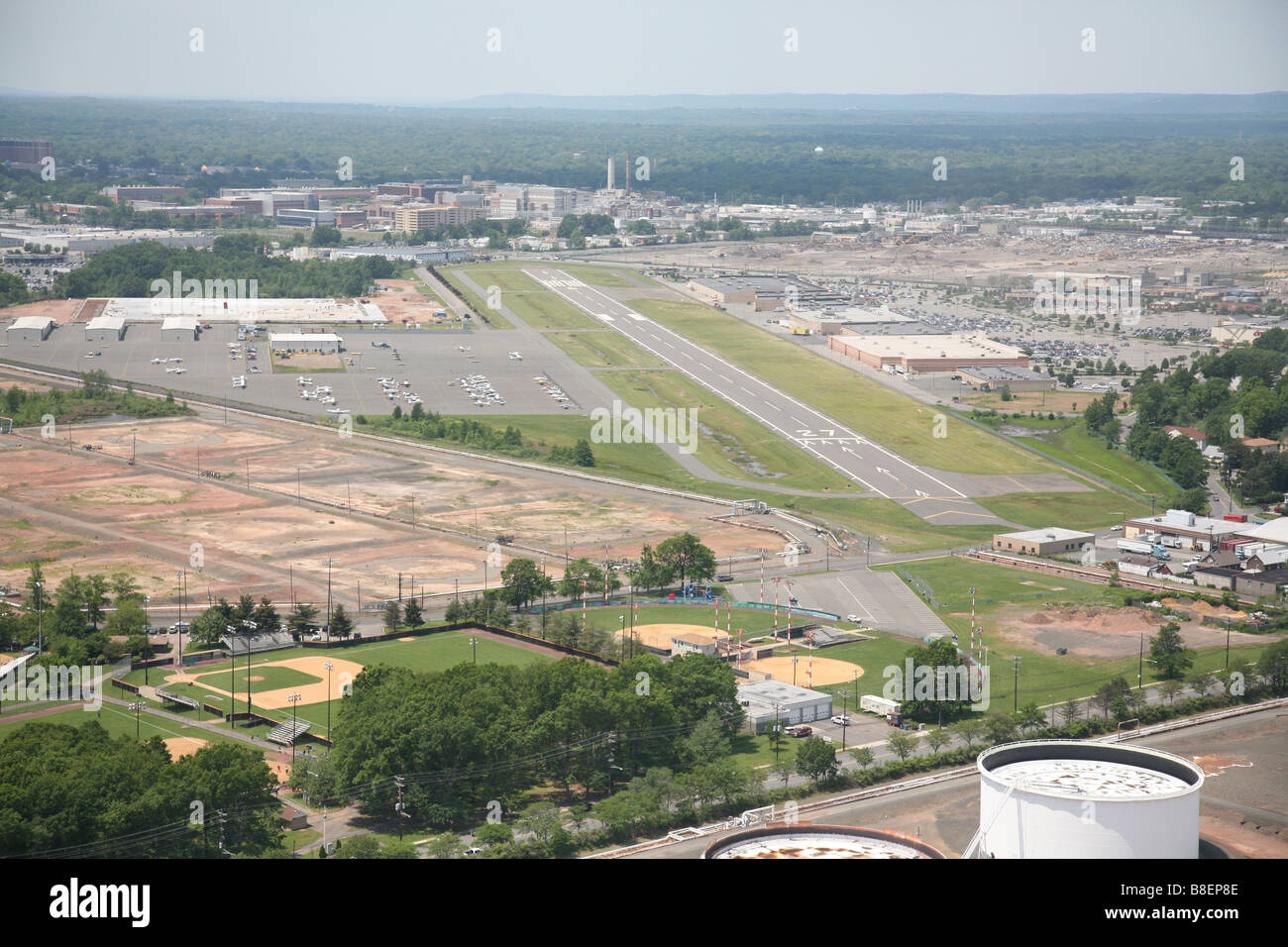 Vista aérea de Linden aeropuerto situado en Union County, New Jersey Foto de stock