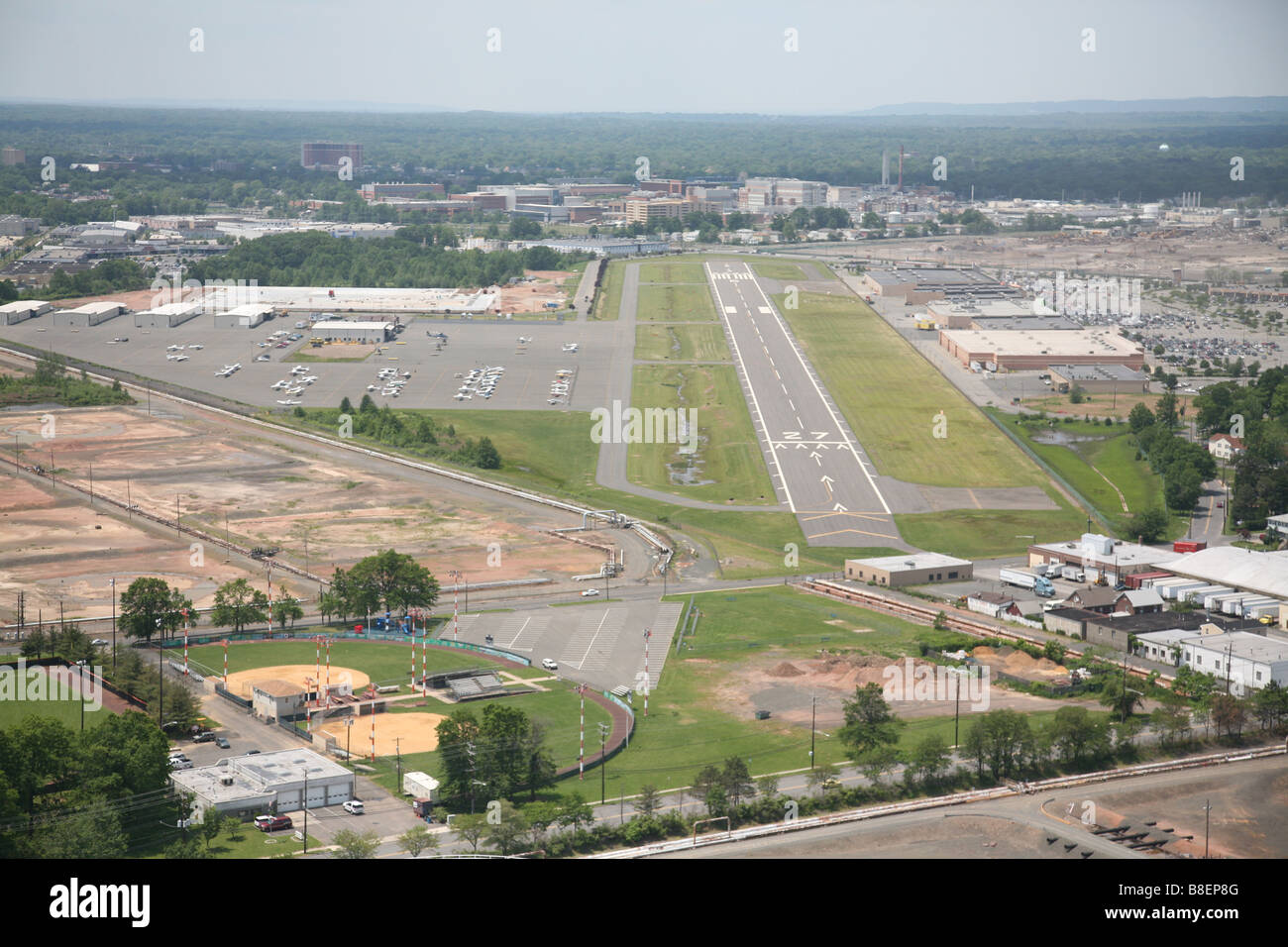 Vista aérea de Linden aeropuerto situado en Union County, New Jersey Foto de stock