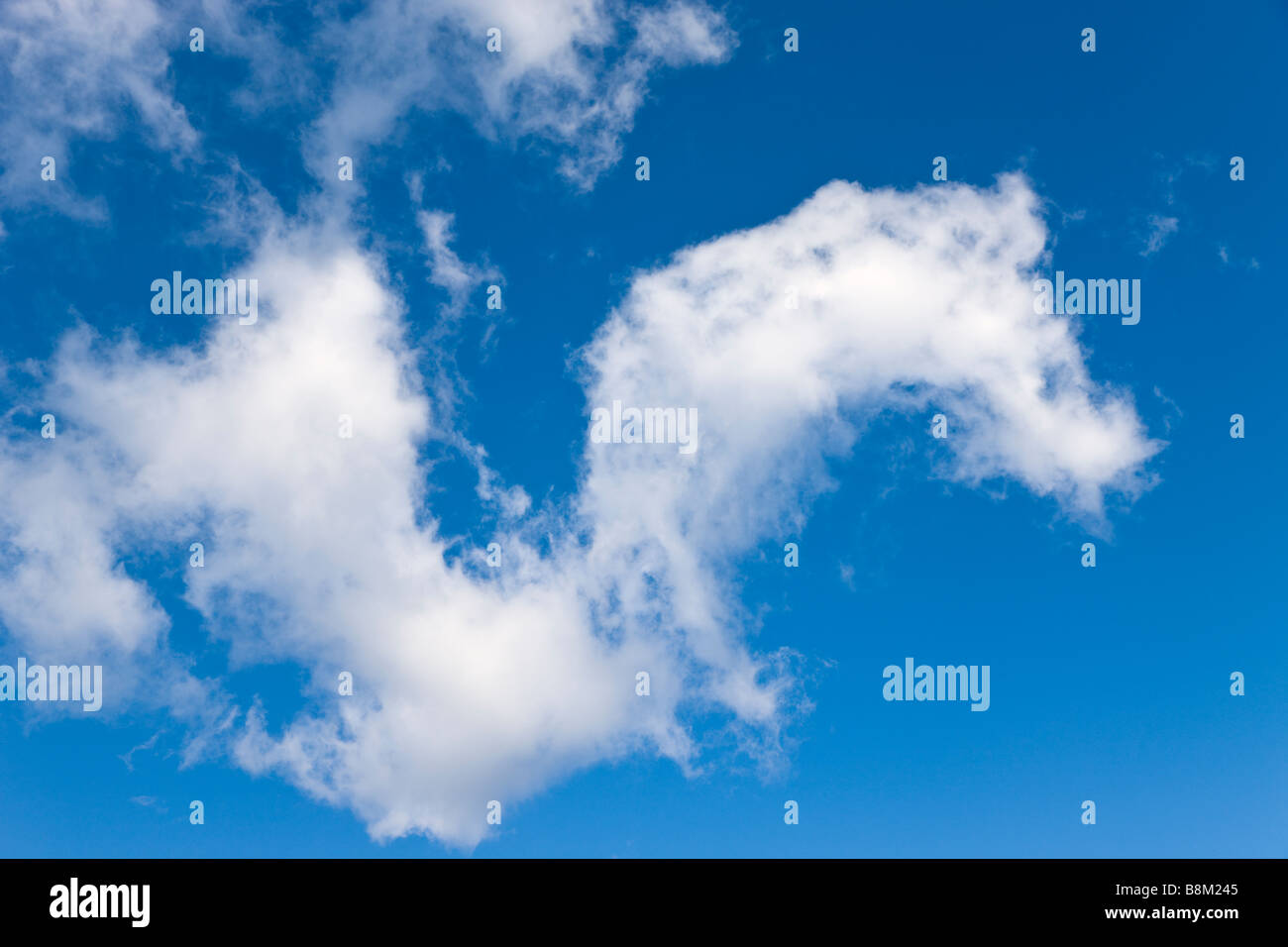 Esponjosas nubes blancas en el cielo azul Foto de stock
