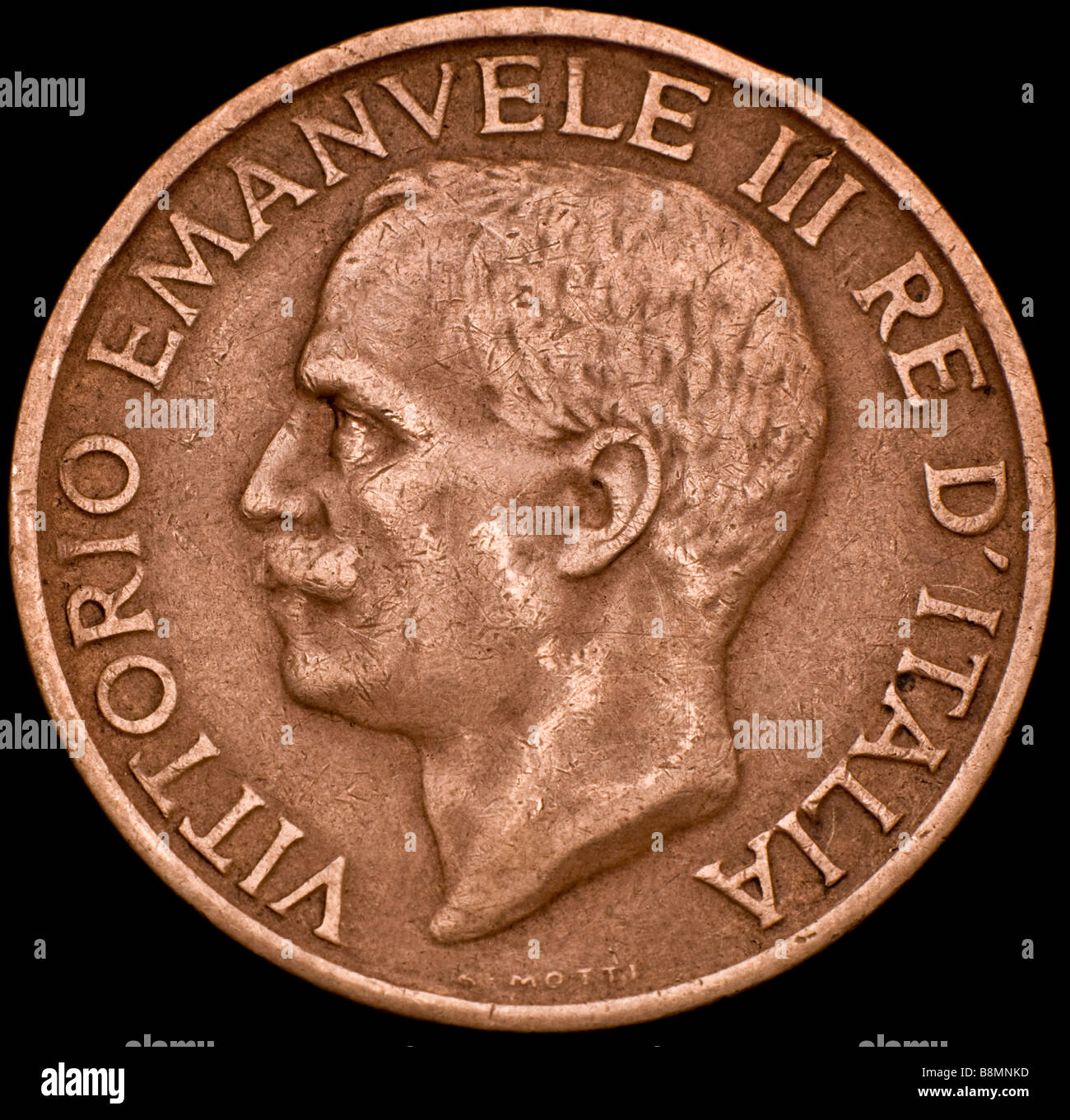 Moneda italiana de cobre. Vittorio Emanuele III. 10c, 1921). Anverso  Fotografía de stock - Alamy