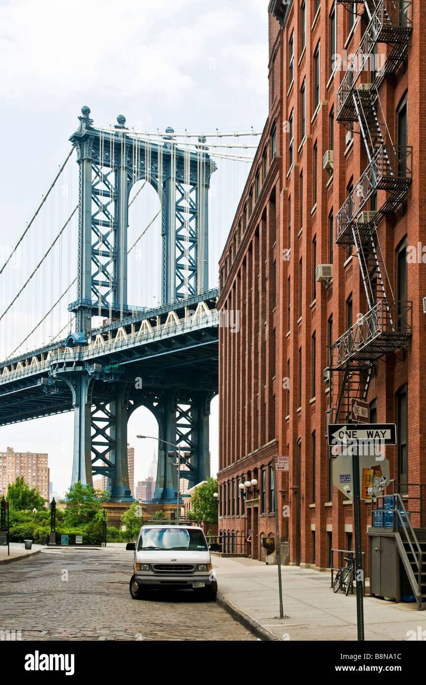 Puente de Brooklyn, Manhattan Foto de stock