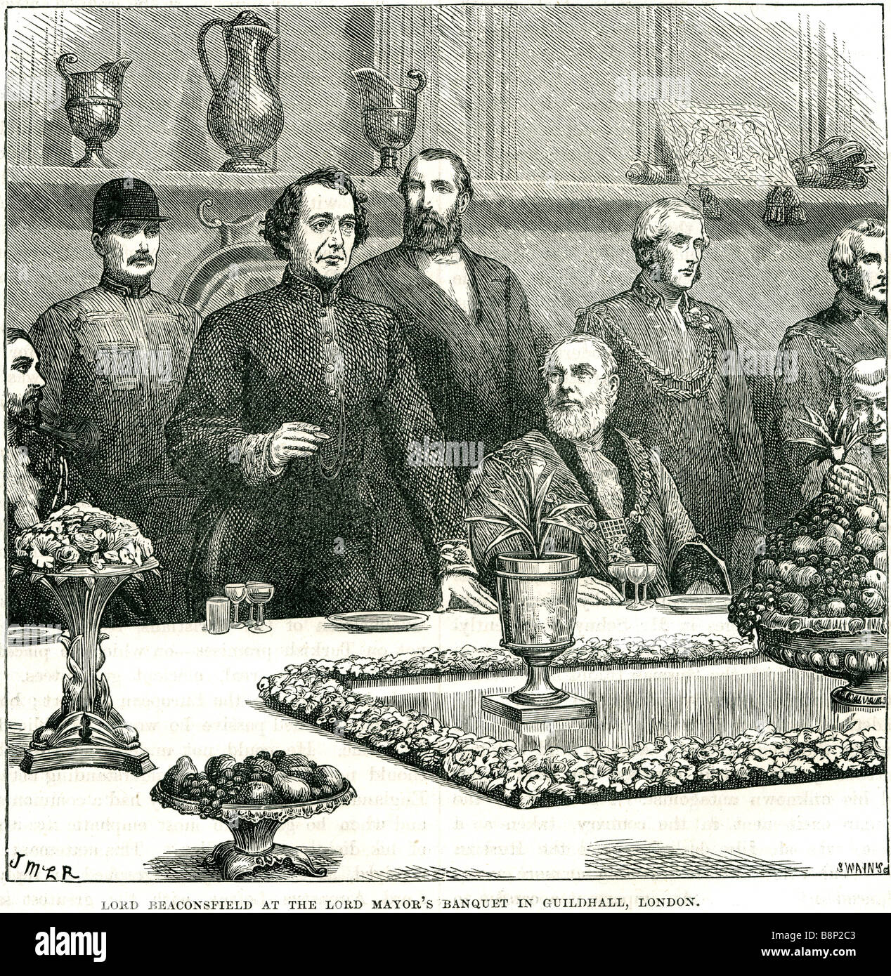 Lord Beaconsfield señor alcalde de banquetes del London Guildhall D'1876 Primer Ministro israelí Foto de stock