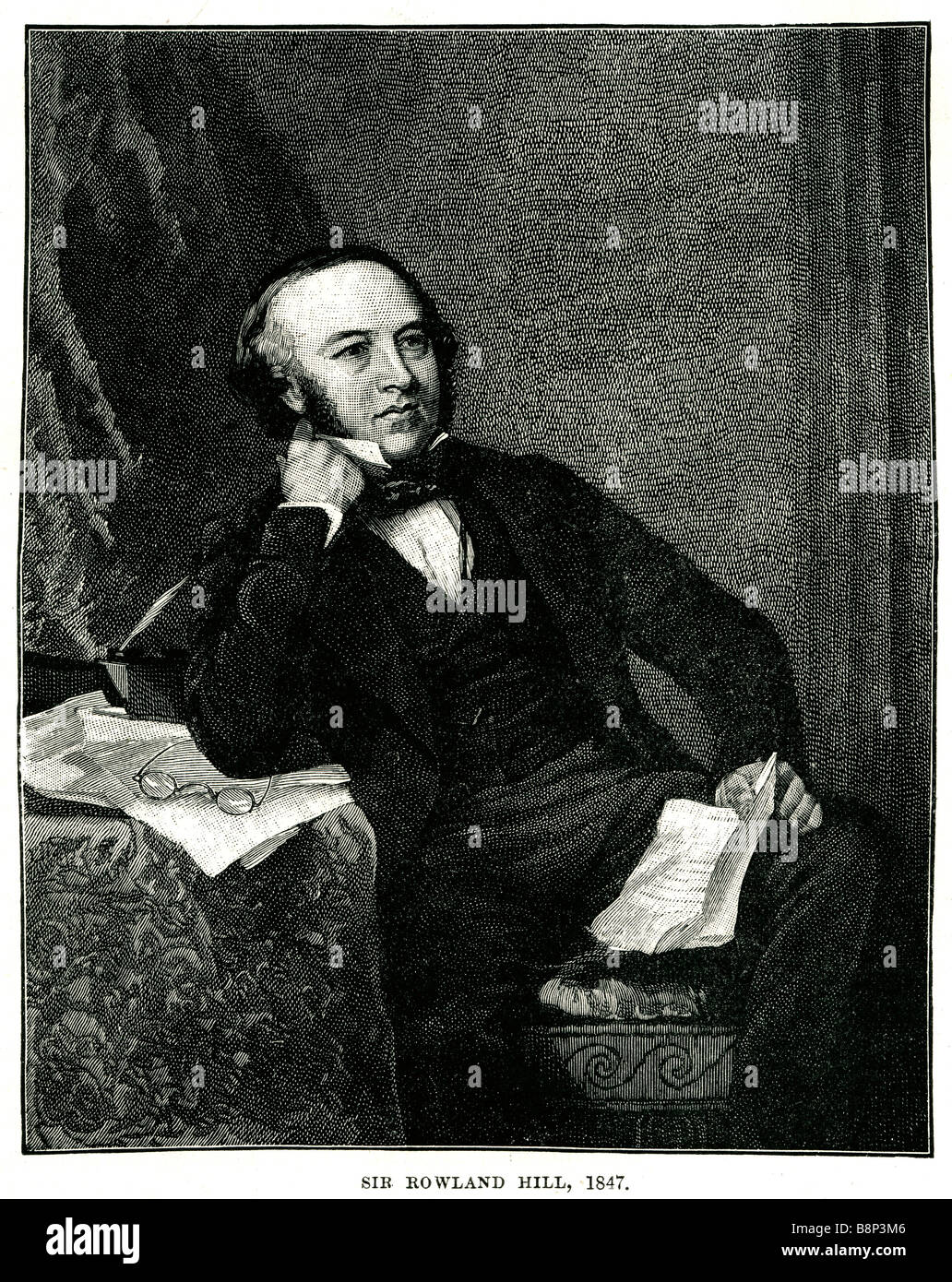 Sir Rowland Hill 1847 profesor británico penny franqueo postal reformador social Foto de stock