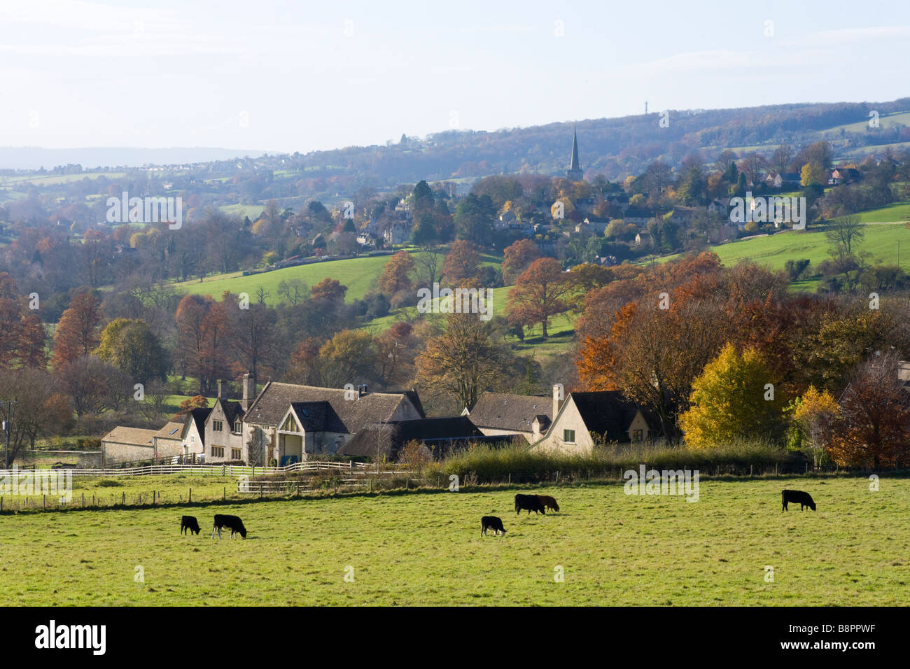 Otoño en los Cotswolds en Painswick Lodge, Painswick, Gloucestershire Foto de stock