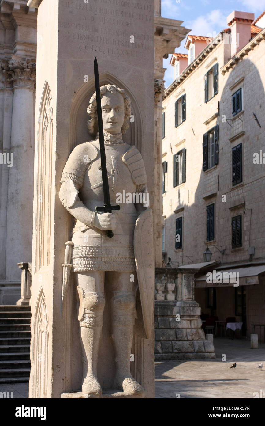 La columna de Orlando en Dubrovnik, Croacia Foto de stock