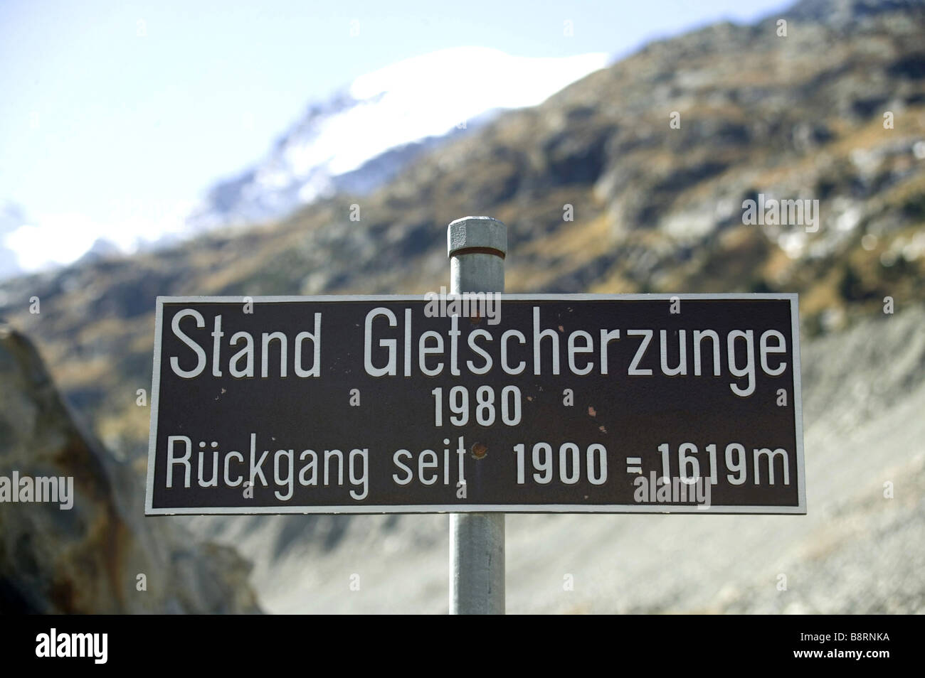 Regresión glaciar Morteratsch, Suiza Foto de stock