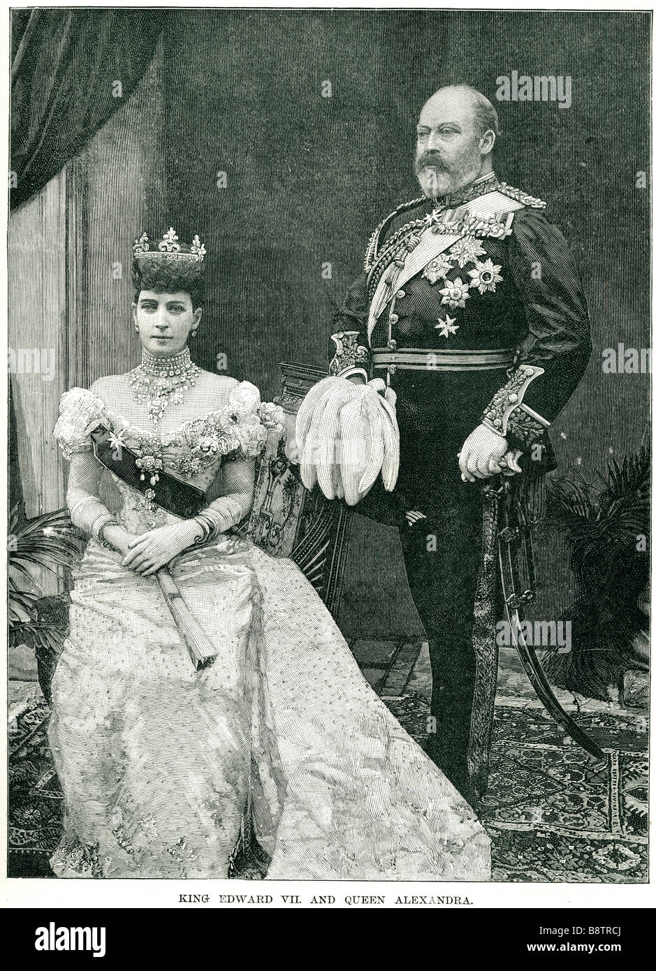 El Rey Eduardo VII y la reina Alexandra Edward VII (Albert Edward; 9 de noviembre de 1841 - 6 de mayo de 1910) era el Rey del Reino Unido y Foto de stock