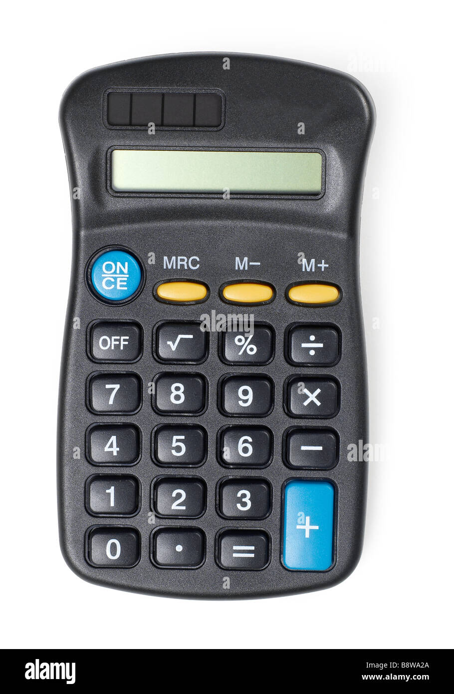 Calculadora calculadora negra cálculos matemáticos cálculo Foto de stock
