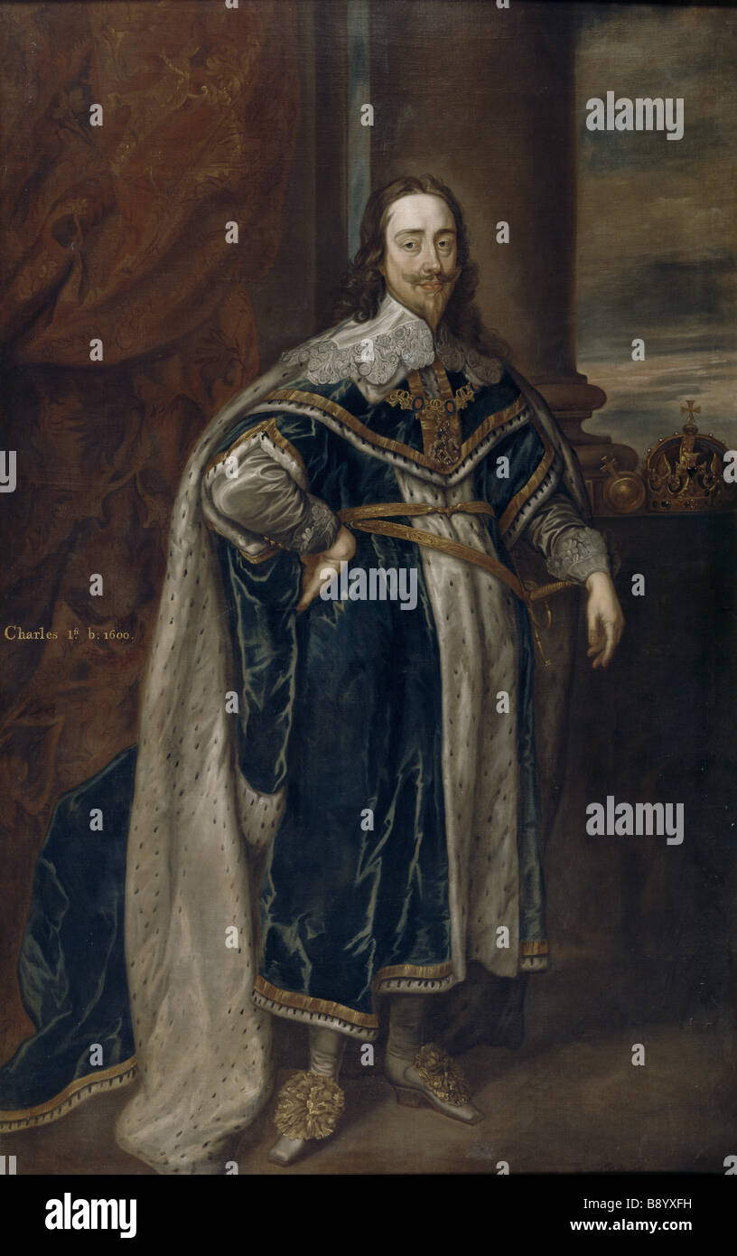 En Trerice pintar un retrato de Carlos I después de Sir Anthony van Dyck 1599 1641 en el salón Foto de stock