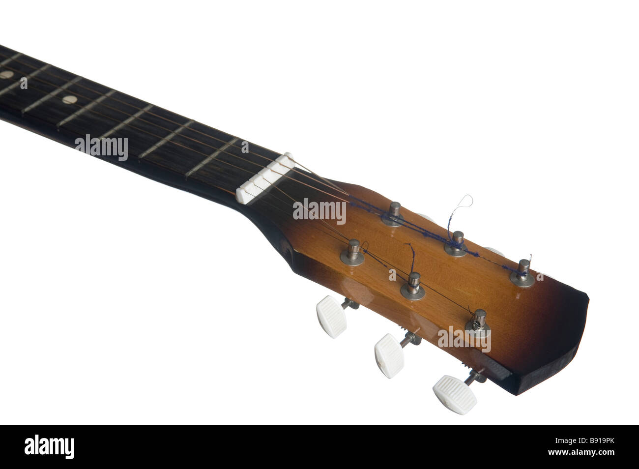 Objeto en blanco cabeza guitarra instrumentos musicales Foto de stock