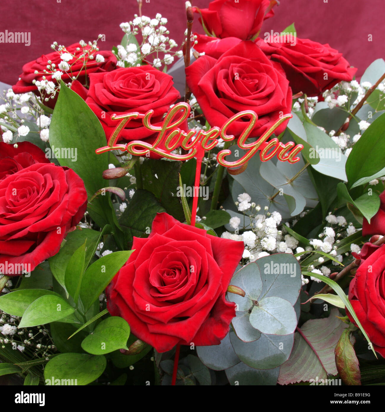 San Valentín ramo de 12 rosas rojas Fotografía de stock - Alamy
