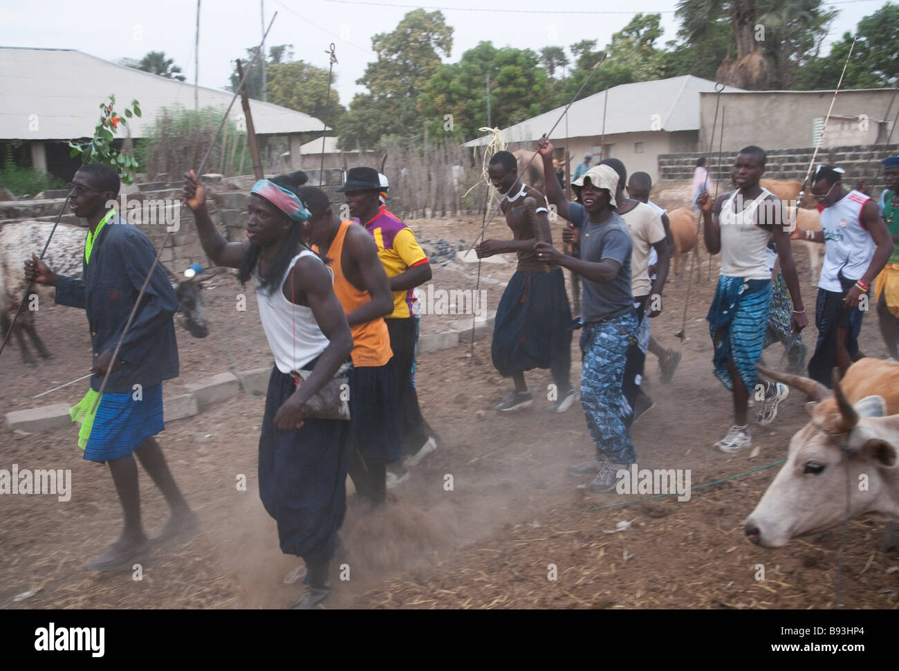 África occidental Senegal Casamance Oussouye tradicional ceremonia fúnebre Foto de stock