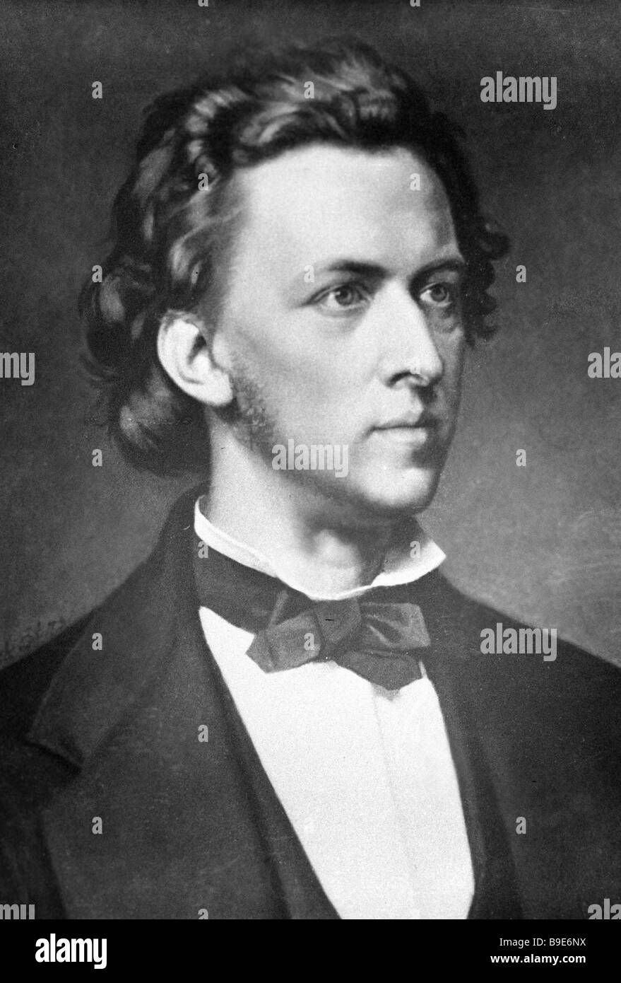 Reproducción de un retrato de Frederic Chopin por un pintor desconocido Foto de stock