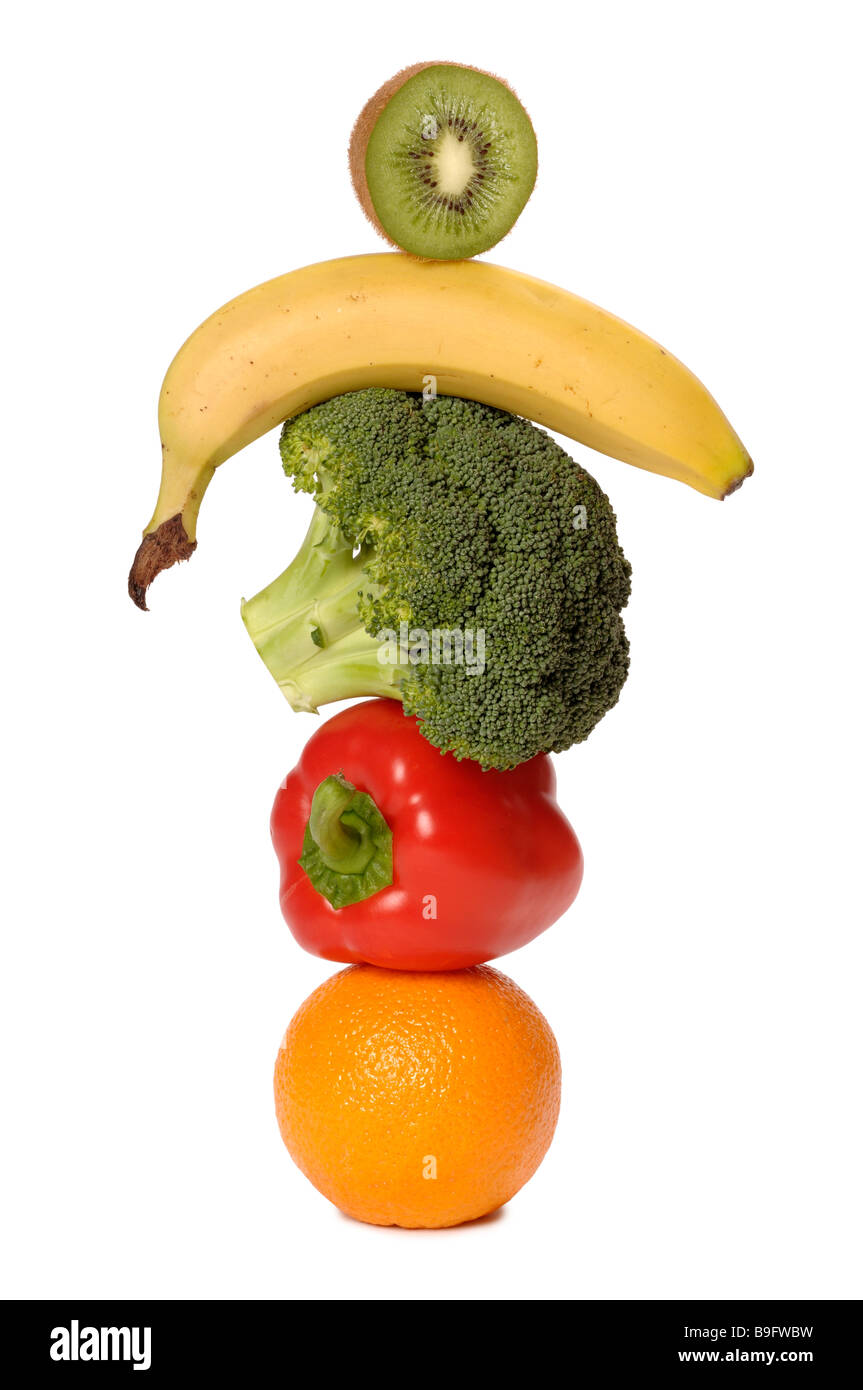 Cinco al día frutas y verduras Foto de stock
