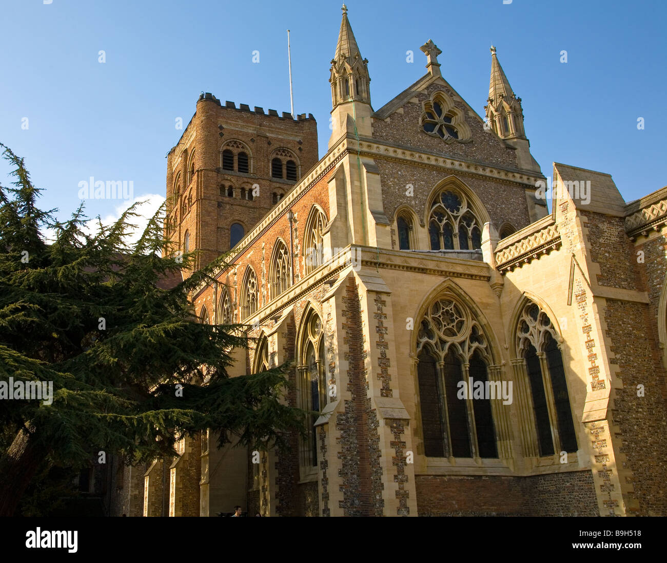 La Abadía de St Albans, Hertfordshire, antiguo lugar de culto a la primera mártir en inglés. Reino Unido de Gran Bretaña Anglicana Foto de stock