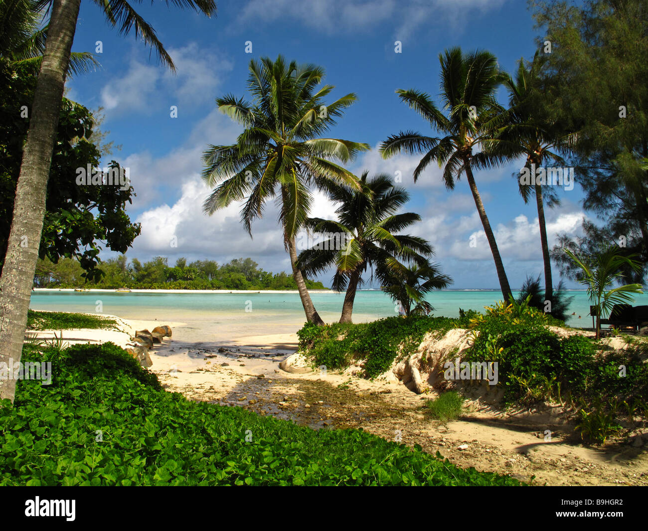 Playa Arroyo y lago Muri en Rarotonga Islas Cook. Foto de stock