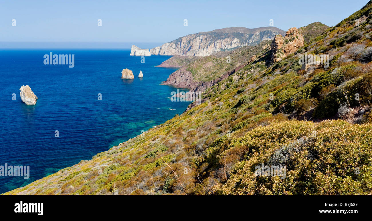 Zona costera cerca de Nebida, Cerdeña, costa suroeste, Italia, Europa Foto de stock