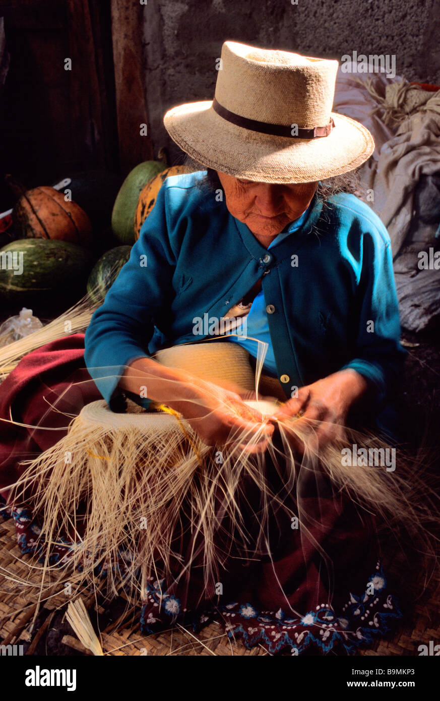 Mujer Ecuatoriana Está Tejiendo Sombrero Panama Foto de archivo editorial -  Imagen de mano, handmade: 258743048