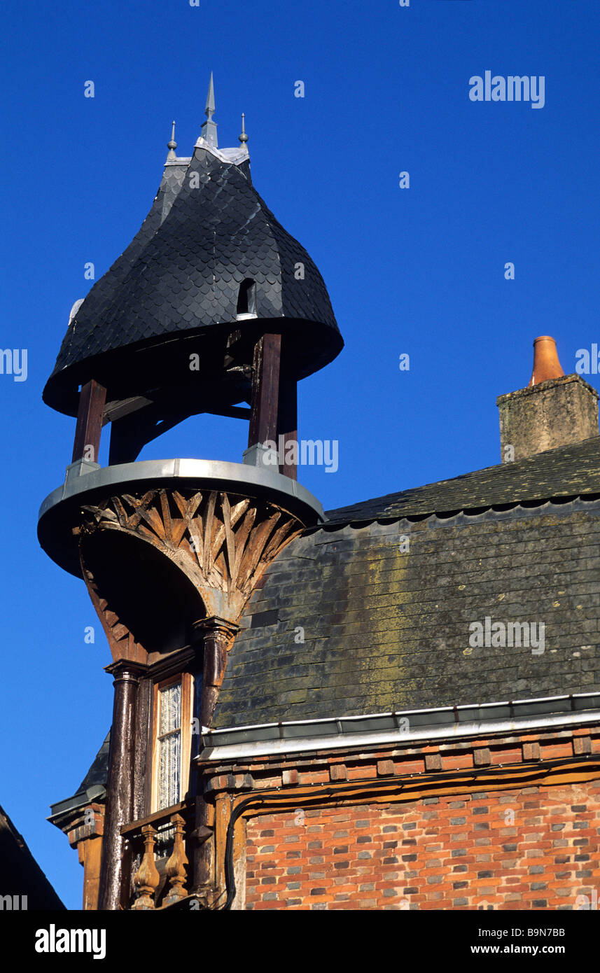 Francia, Cher, la Sologne, Aubigny sur Nere, casa de Sologne, detalle Foto de stock