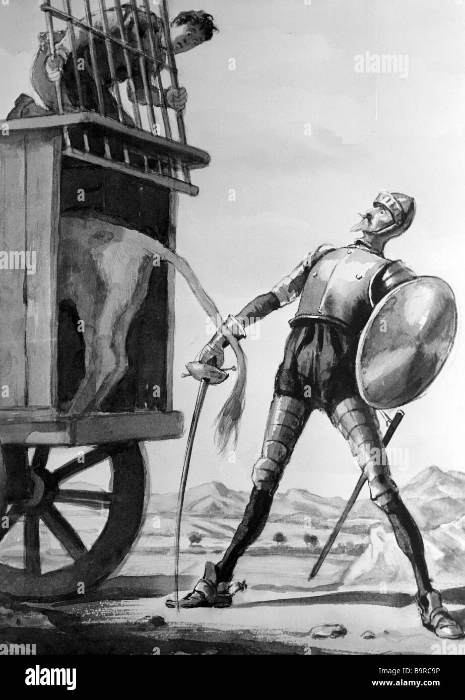 Kukryniksy aventura de Don Quijote con los Leones una ilustración a Miguel  de Cervantes Don Quijote de La Mancha Fotografía de stock - Alamy