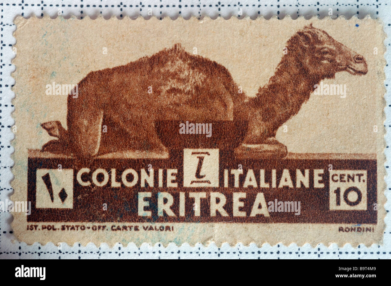 Un viejo sello de la colonia italiana de Eritrea Foto de stock
