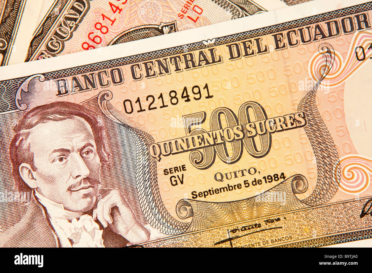 Moneda detalle de Ecuador 500 billetes de Sucre Fotografía de stock Alamy