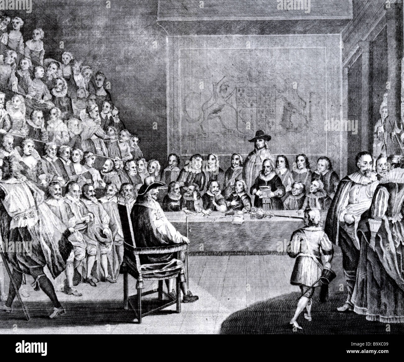 El juicio del rey Carlos I el 4 de enero de 1649 en la Cámara de los Comunes Foto de stock