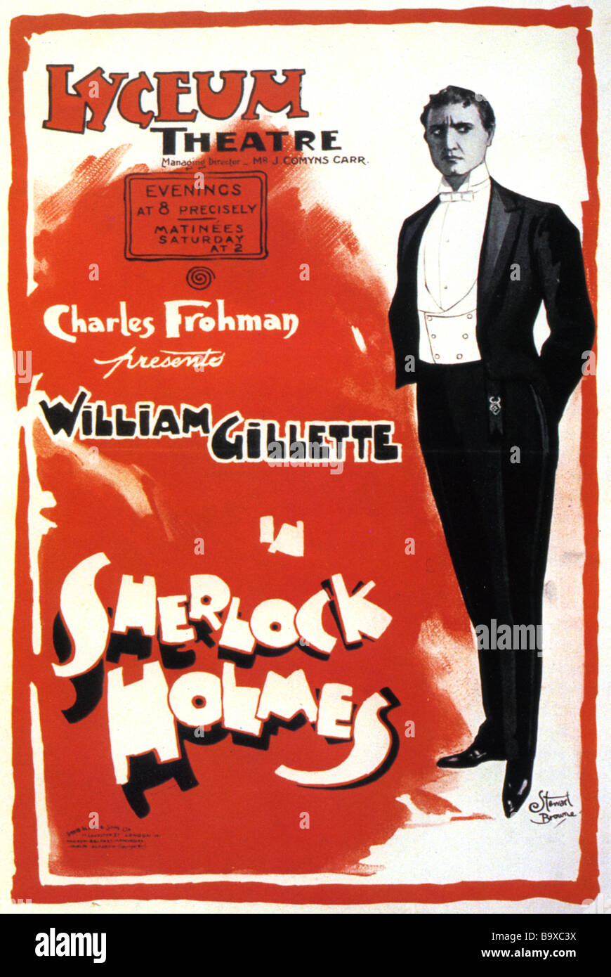 SHERLOCK HOLMES fue presentado en una versión teatral en el Lyceum Theatre de Londres en 1901 con Holmes está interpretado por William Gillet Foto de stock