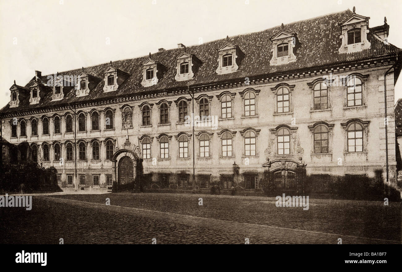 Geografía / viajes, República Checa, Praga, Palacio de Wallenstein, (Valdstejnsky Palac), vista exterior, 1901, Foto de stock
