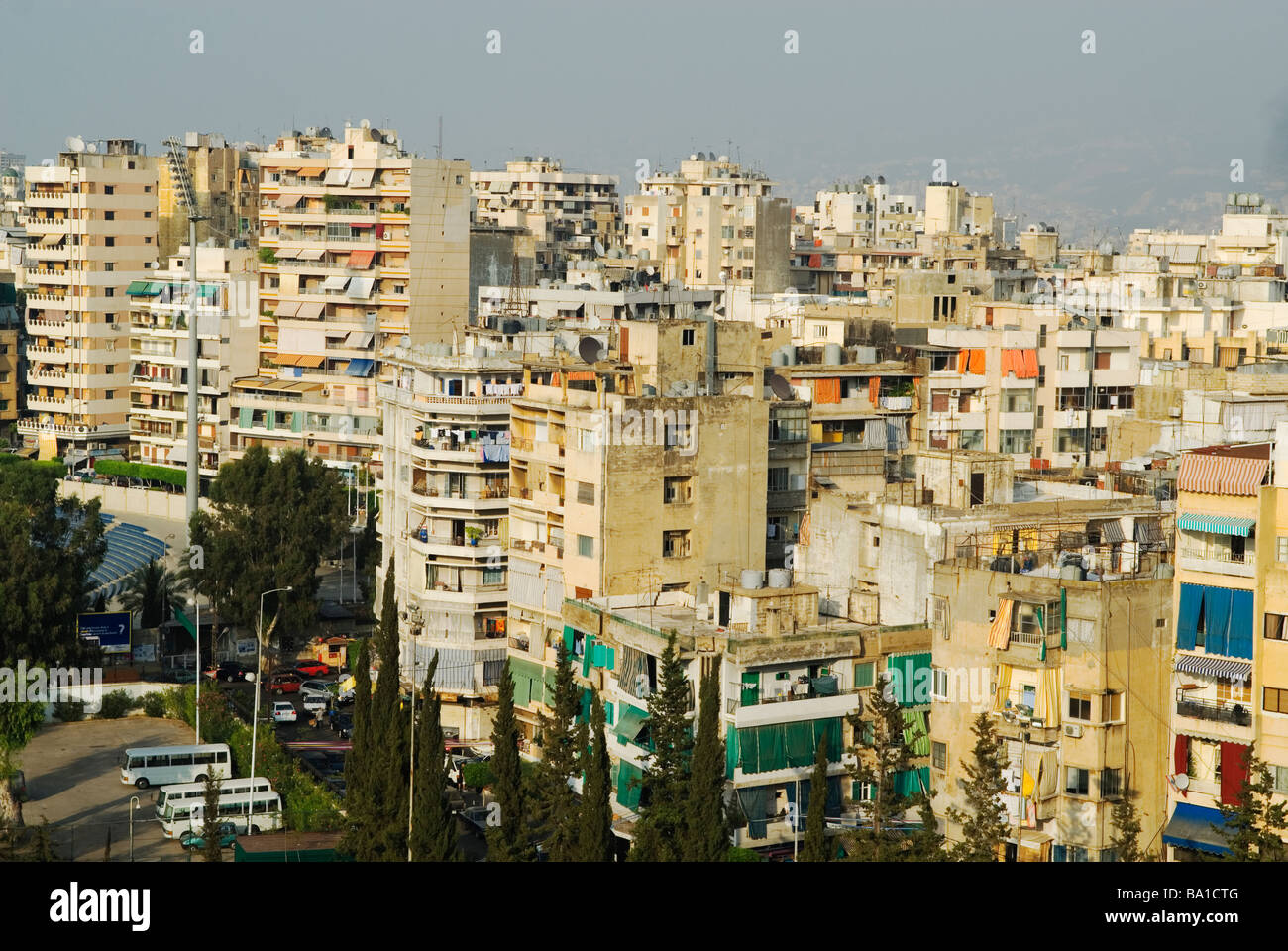 Un alto ángulo de visualización de edificios en la ciudad de Beirut, Líbano Oriente Medio Asia Foto de stock