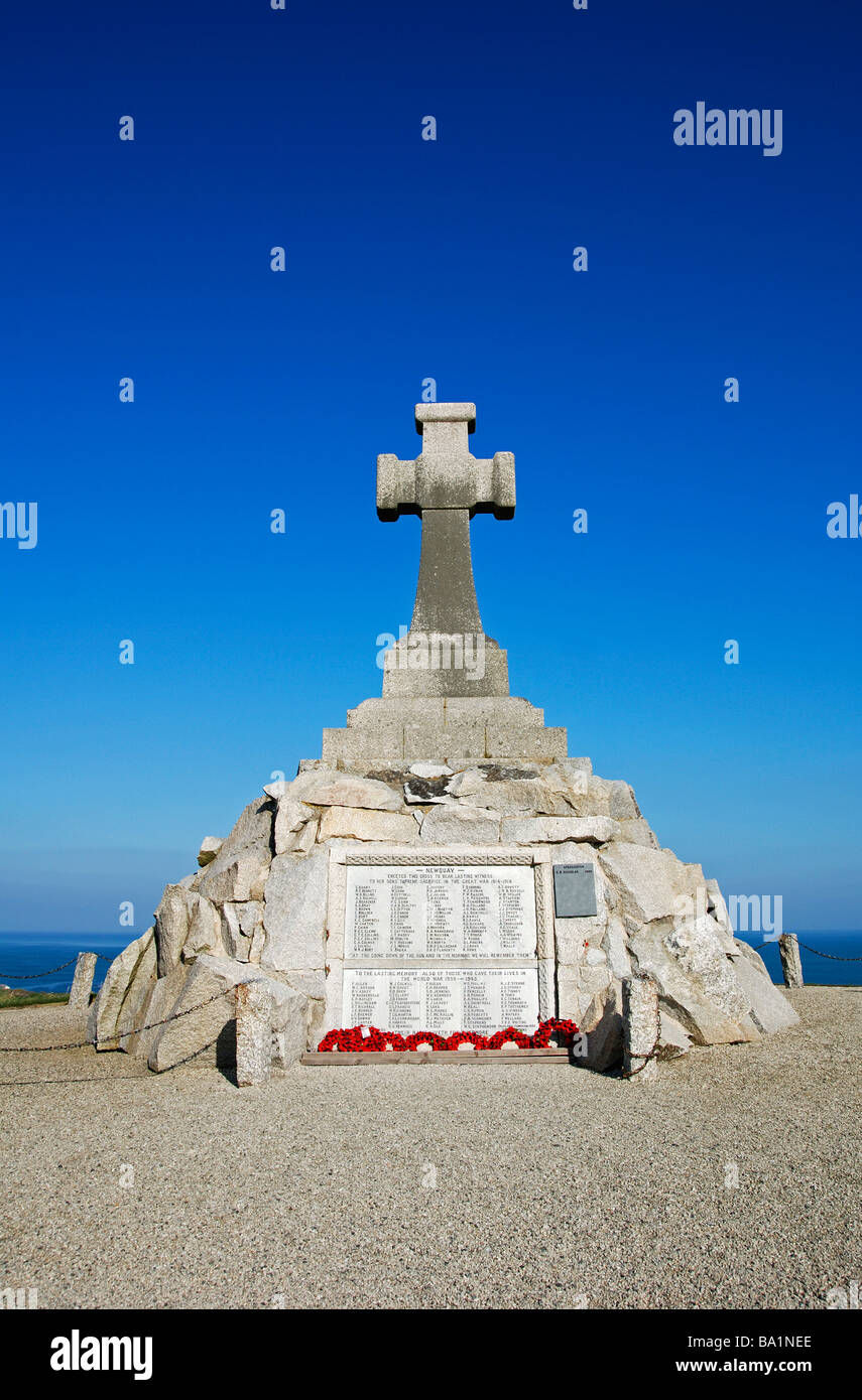 El memorial de guerra en Newquay, Cornwall, UK Foto de stock