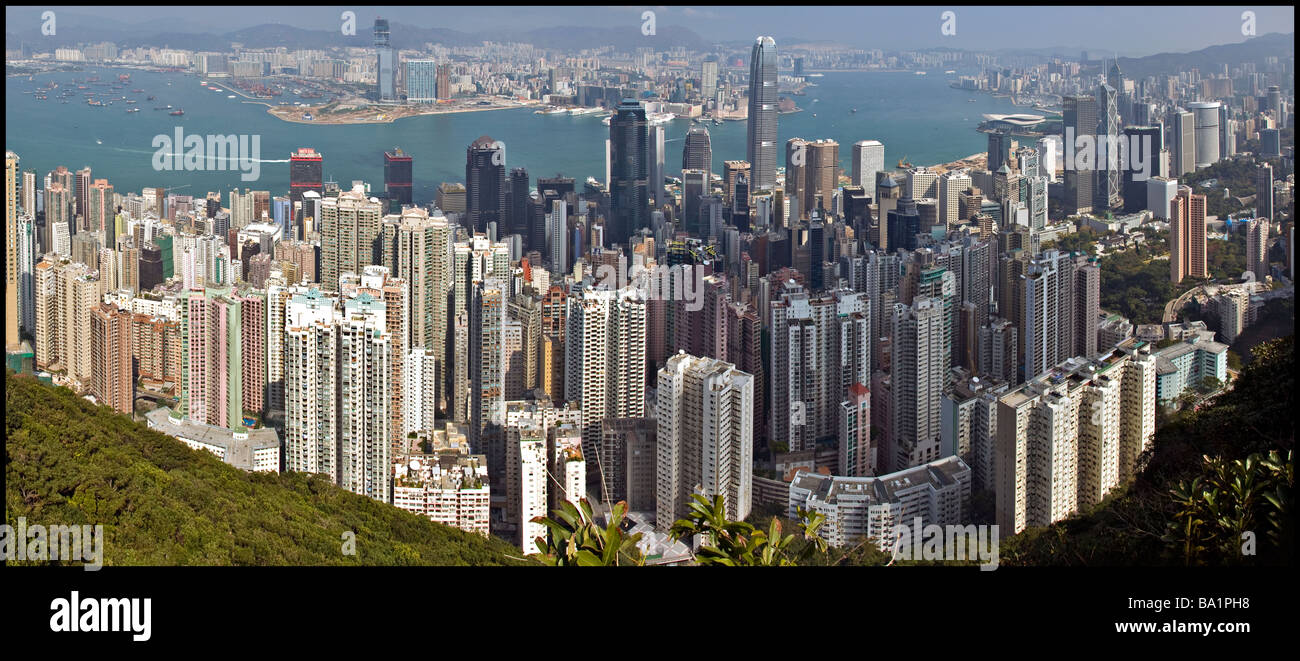 Vista panorámica de la isla de Hong Kong, Distrito Central Foto de stock