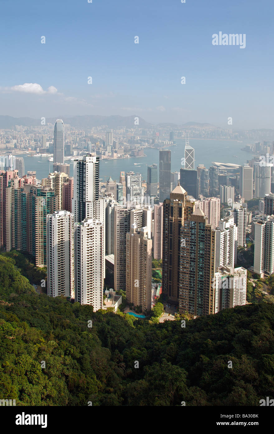 Vista de la isla de Hong Kong del Distrito Central desde el pico Foto de stock