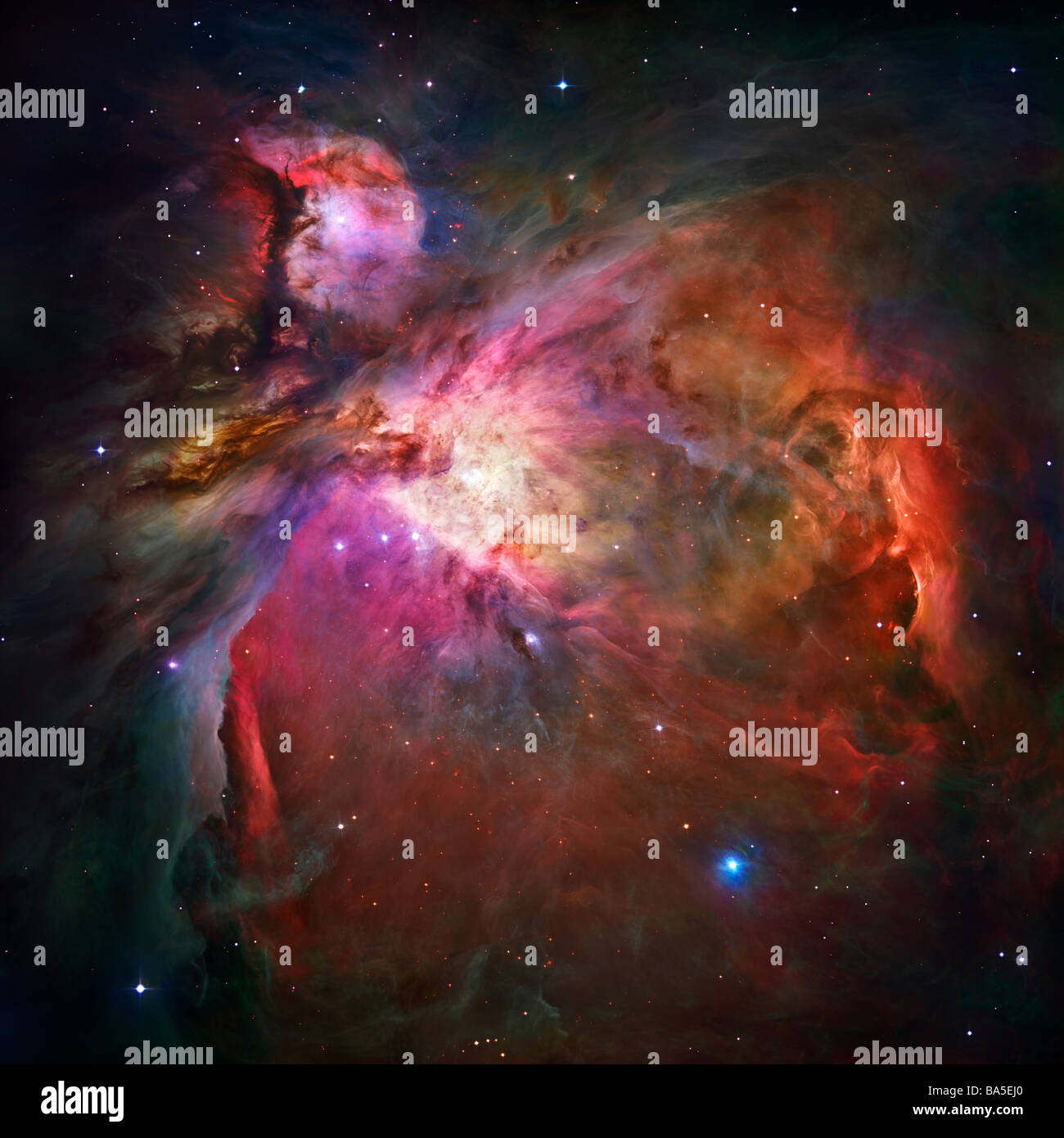 Como Nebulosa de Orión fotografiados por el Telescopio Espacial Hubble de la Nasa crédito por favor Foto de stock