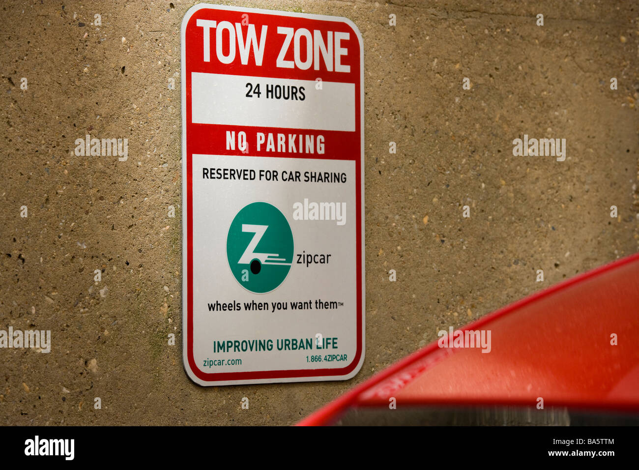 Un espacio de estacionamiento reservado Zipcar en Foggy Bottom. Washington DC, Estados Unidos de América Foto de stock