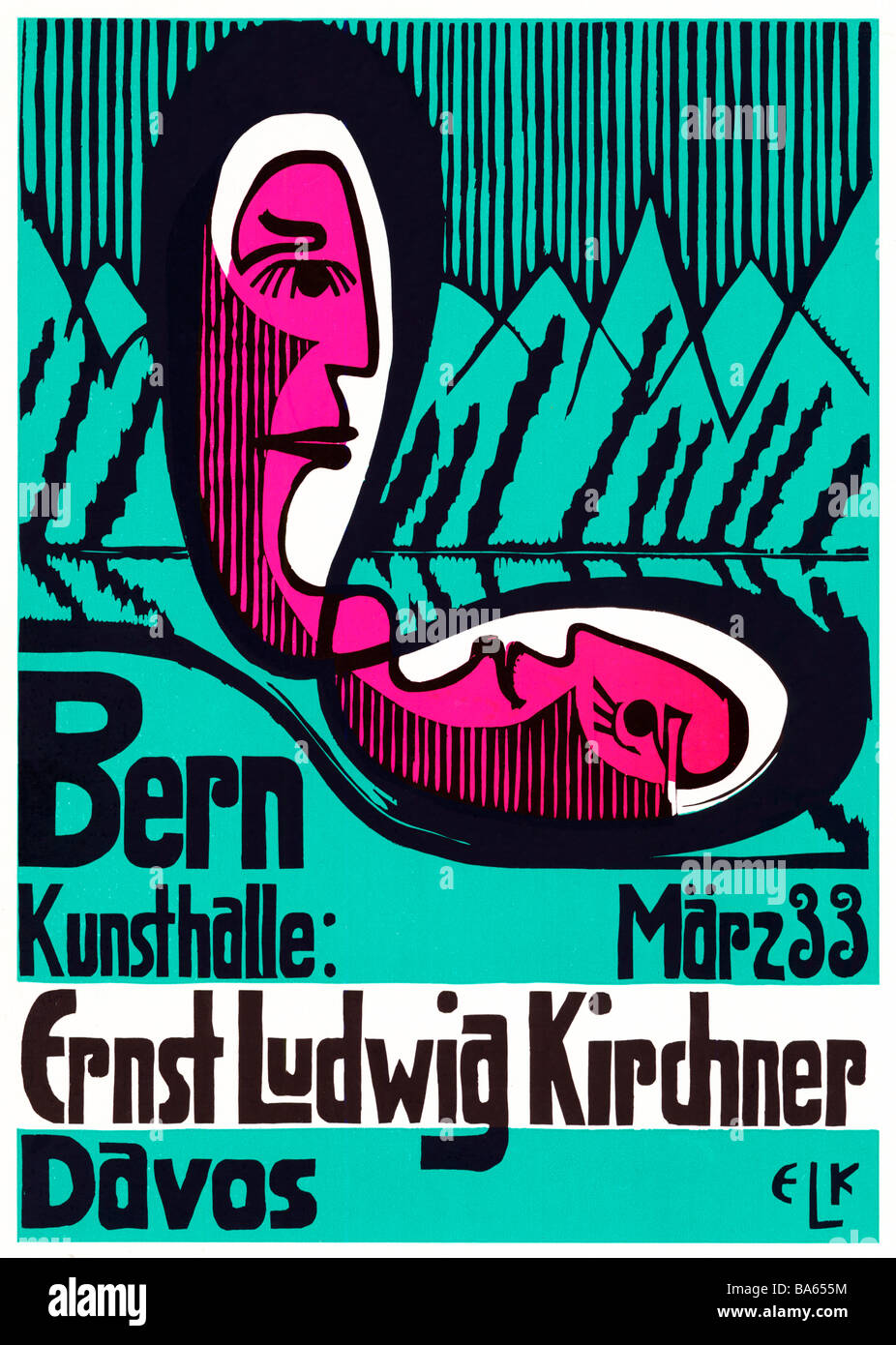 Ernst Ludwig Kirchner Berna 1933 Cartel de una exposición del artista alemán Suiza de su país de adopción. Foto de stock