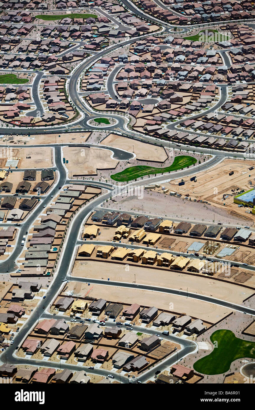 Vista aérea sobre propiedad inmobiliaria desarrollo Phoenix Arizona Foto de stock