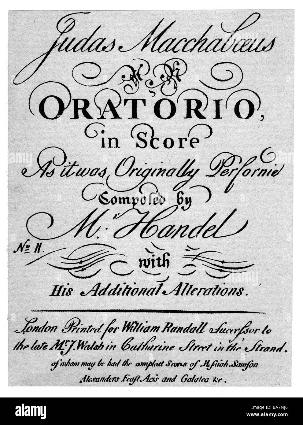 Handel, George Frederic, 23.2.1685 - 14.4.1759, compositor alemán, obras, oratorio 'Judas Maccabaeus', (1747), título, , Foto de stock