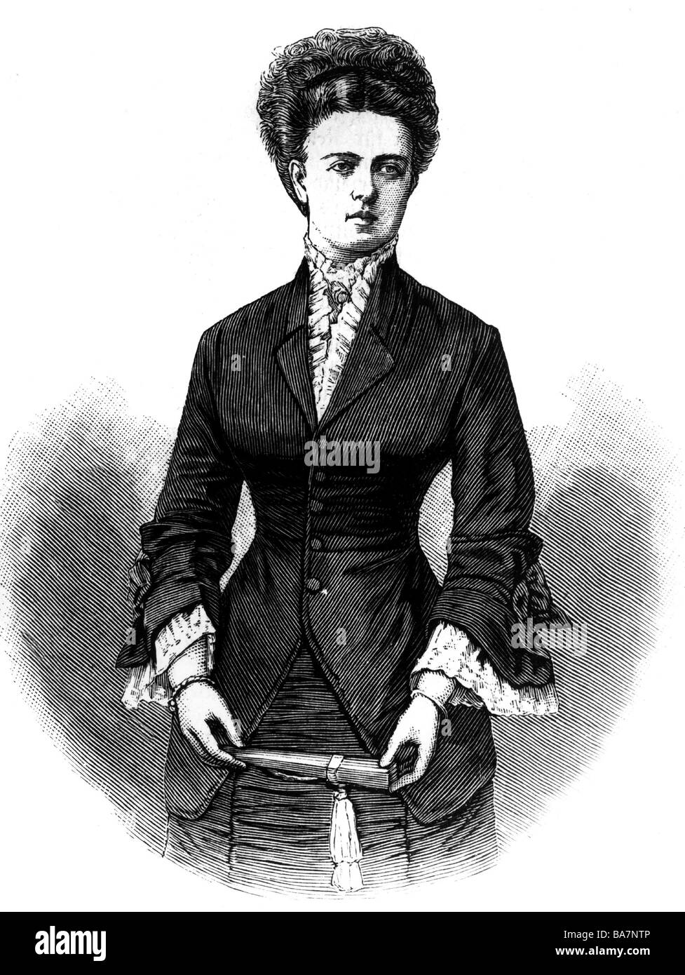 Maria Alexandrovna, 5.10.1853 - 24.10.1920, Gran Duquesa de Rusia, longitud media, grabado de madera, siglo 19, Foto de stock