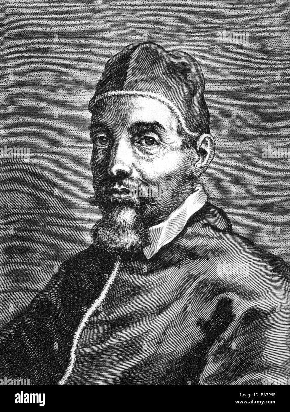 Urbano VIII (Maffeo Barberini), 5.4.1568 - 29.7.1644, Papa 6.8.1623 - 29.7.1644, retrato, grabado en cobre, del siglo XVII, el Copyright del artista no ha de ser borrado Foto de stock